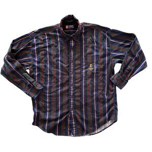 2/$18 SALE! Vintage Chaps Ralph Lauren Button Up Shirt Mens L Crest 90s Preppy‎